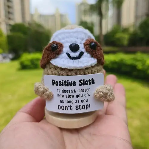 Handmade Crochet Positive Sloth Figurine – A Heartwarming Gift for Every Occasion