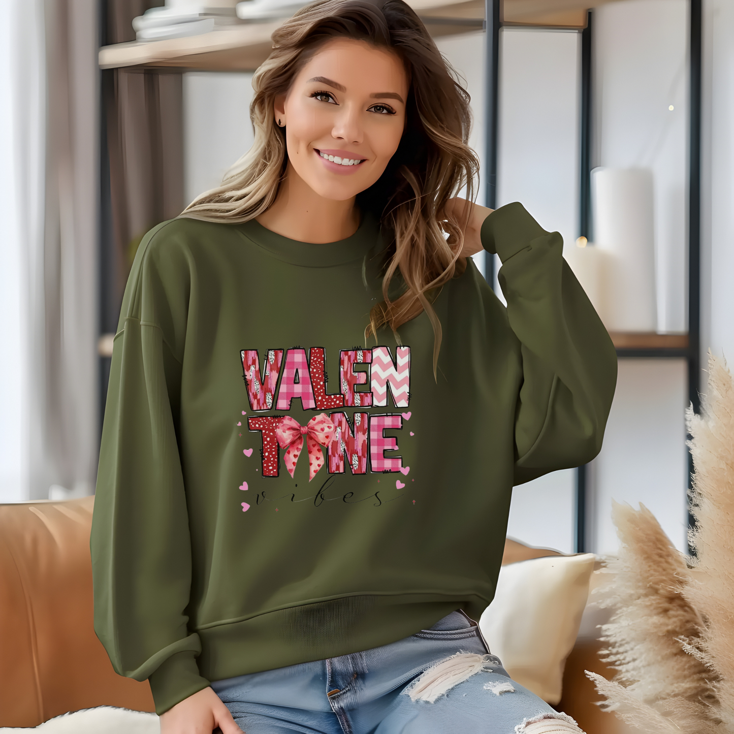 Sudadera unisex de cuello redondo con vibraciones de San Valentín: un regalo acogedor y conmovedor para los amantes del amor y el Día de San Valentín.