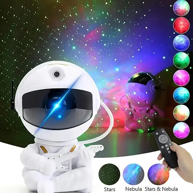 Astronaut Galaxy Star Projector - Nebula Night Light with Remote Control & 360° Rotating Design