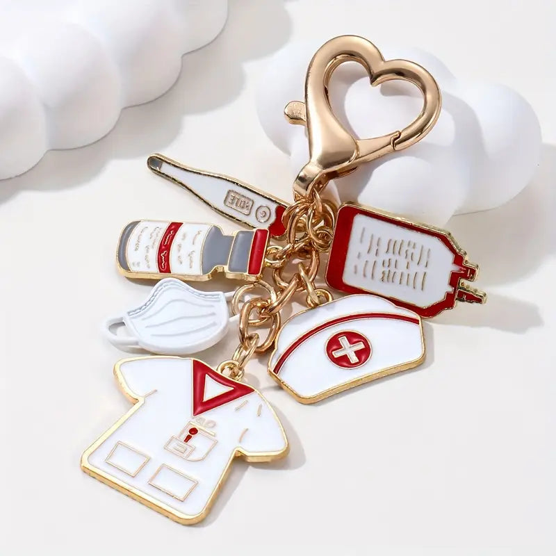 Porte-clés en alliage sur le thème des infirmières et des médecins – Cadeau idéal pour la Journée internationale des infirmières