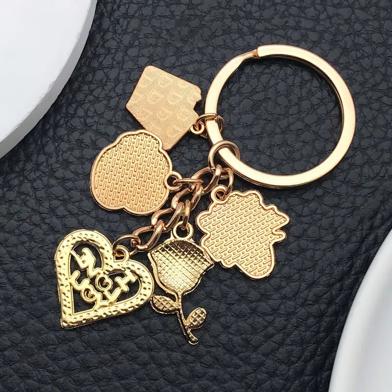 Pink Heart & Love Charm Keychain – Romantic & Stylish