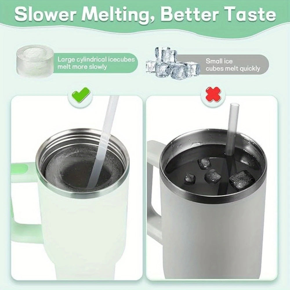 Silicone Ice Making Compartment – 4 Large Cylindrical Molds with Lids