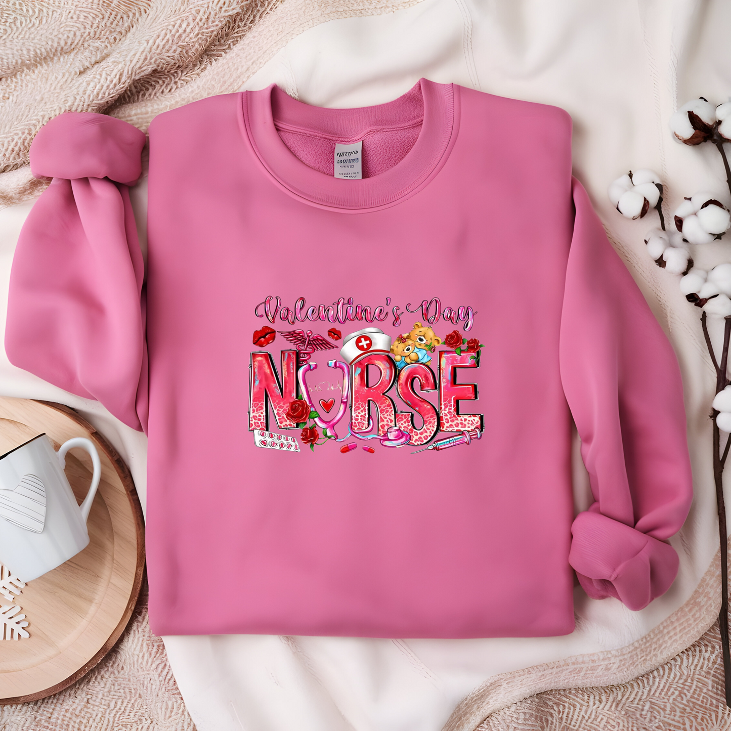 Sweat-shirt unisexe avec nœud rose pour la Saint-Valentin - Cadeau confortable pour les professionnels de la santé et les passionnés d'amour