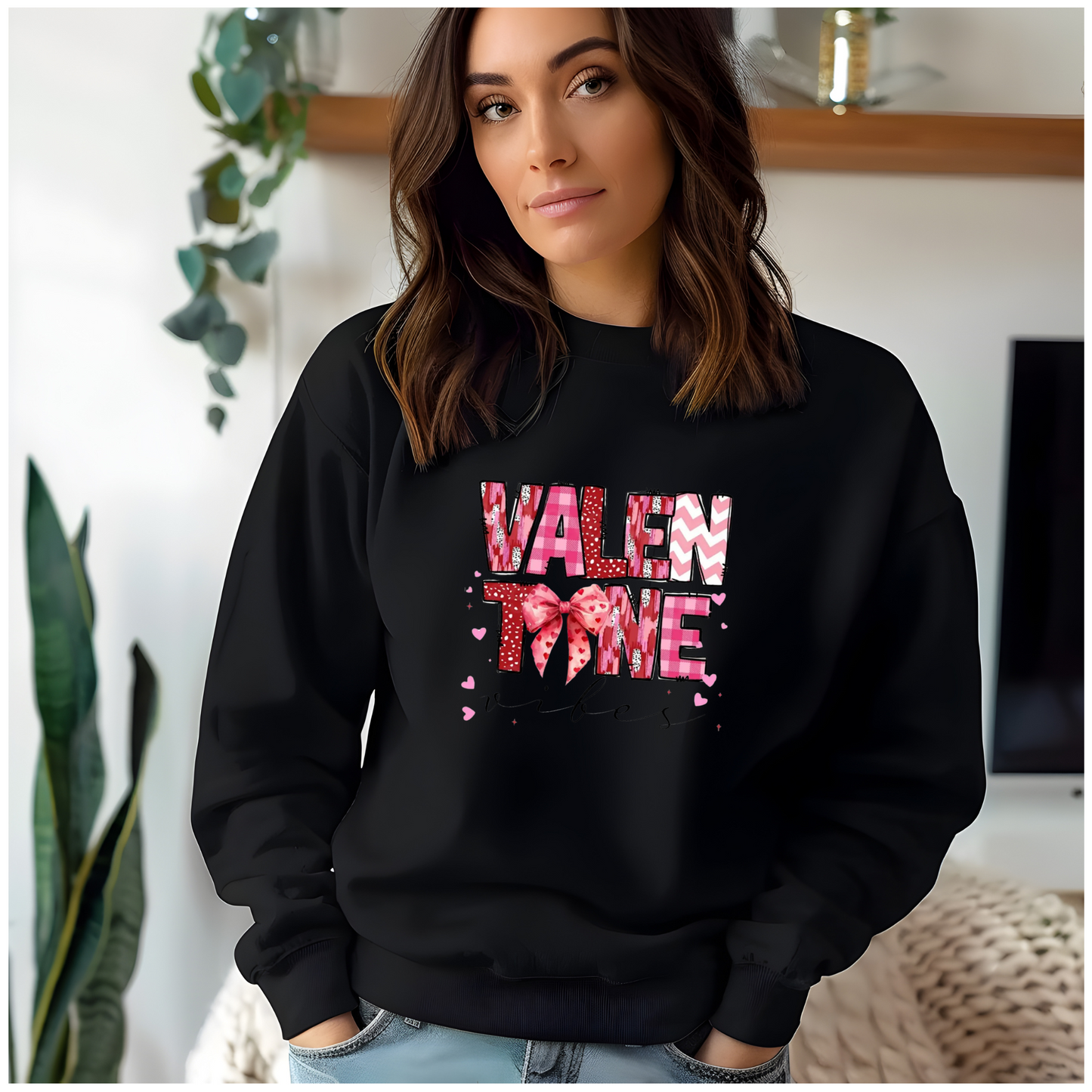 Sudadera unisex de cuello redondo con vibraciones de San Valentín: un regalo acogedor y conmovedor para los amantes del amor y el Día de San Valentín.