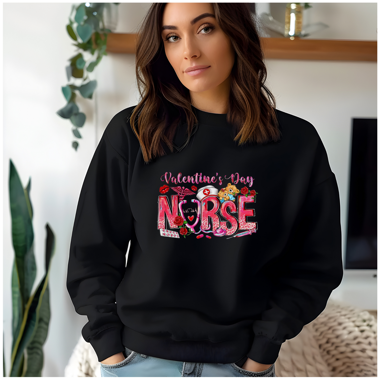 Sweat-shirt unisexe avec nœud rose pour la Saint-Valentin - Cadeau confortable pour les professionnels de la santé et les passionnés d'amour