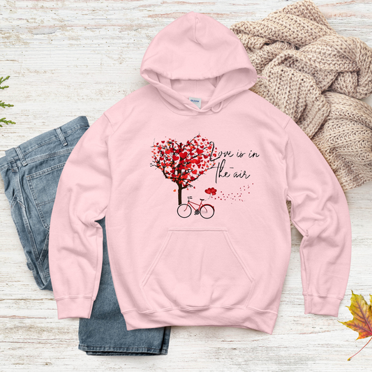 Sweat à capuche unisexe Love is in the Air – Cadeau confortable et romantique pour les couples et la Saint-Valentin