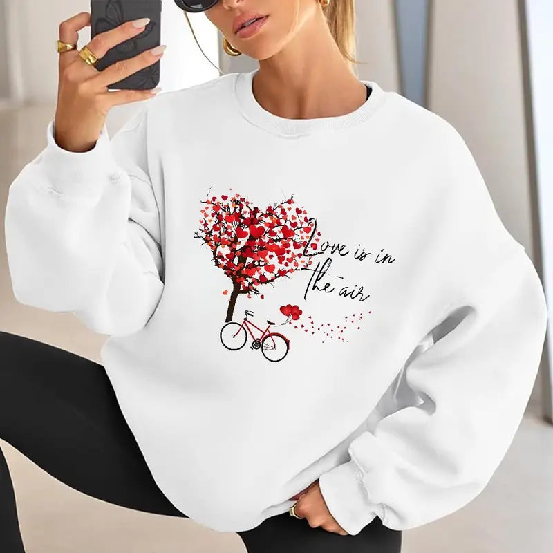 Sudadera unisex de cuello redondo "Love is in the Air": un regalo acogedor y romántico para parejas y San Valentín.