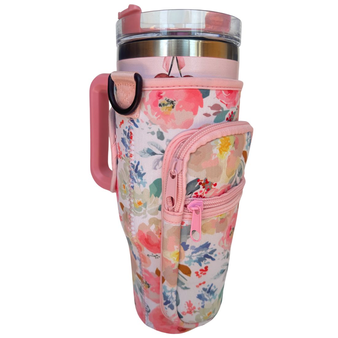 Tumbler Holder with Adjustable Strap & Phone Pocket – 30/40oz Compatible