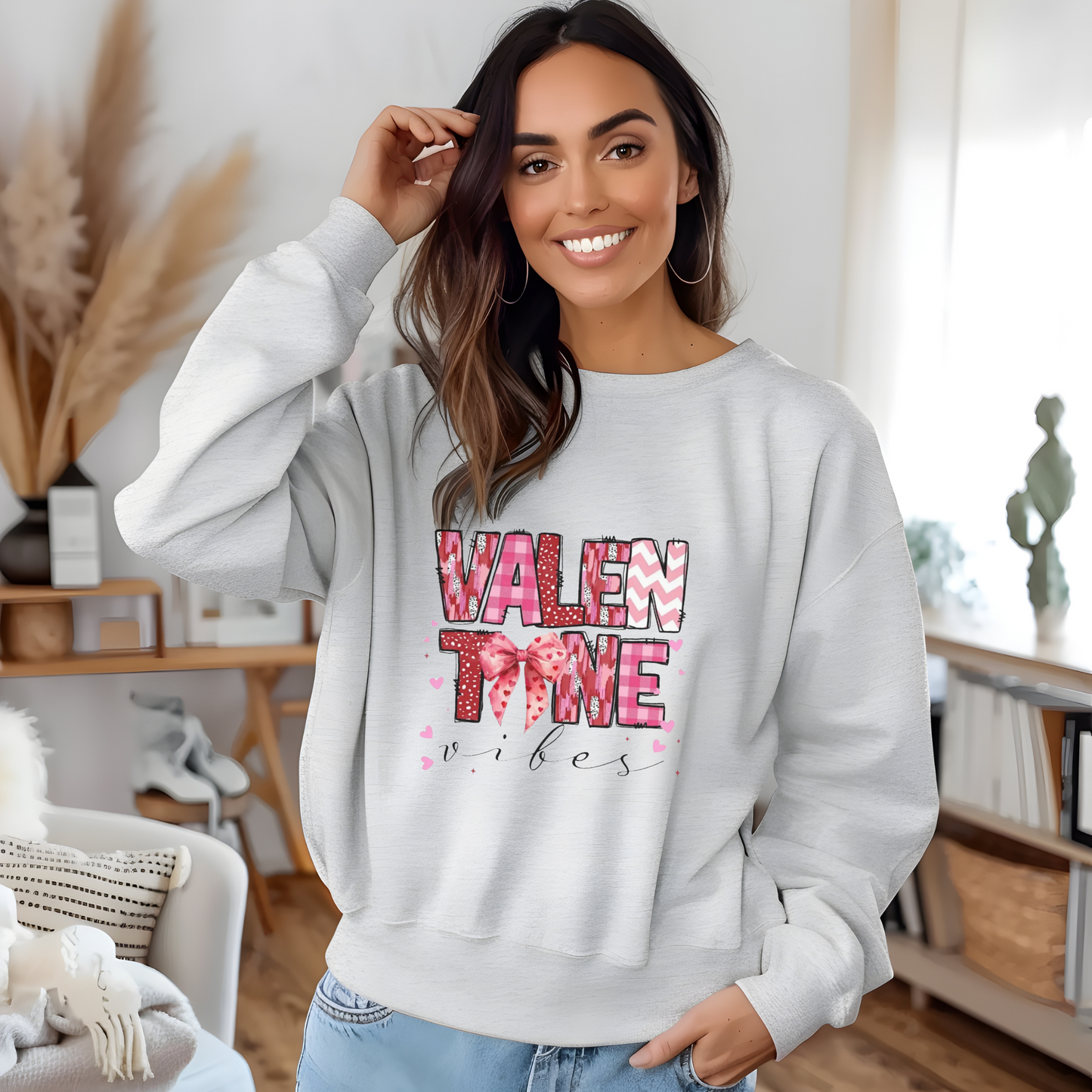 Sudadera unisex de cuello redondo con vibraciones de San Valentín: un regalo acogedor y conmovedor para los amantes del amor y el Día de San Valentín.