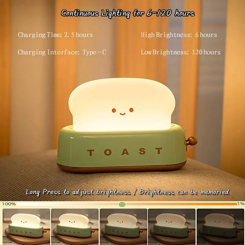 Staaricc Cute Toaster-Shaped LED Night Light – Portable, Dimmable, USB-C Charging