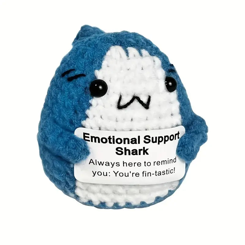 Handmade Crochet Shark Duck Plush – Motivational Gift with Optional Display Stand
