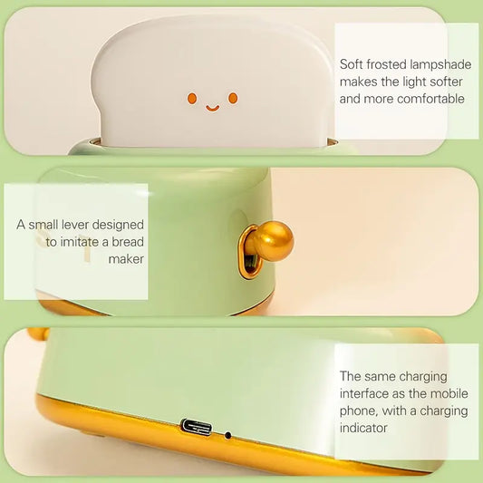 Staaricc Cute Toaster-Shaped LED Night Light – Portable, Dimmable, USB-C Charging