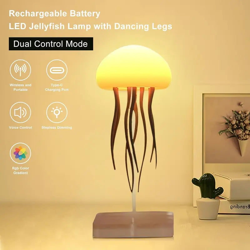 Tranquil Glow Jellyfish LED Lamp with Color-Changing Light