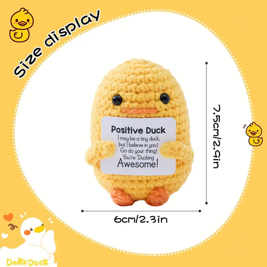 Handmade Yellow Fabric Positive Duck Doll with Inspirational Message