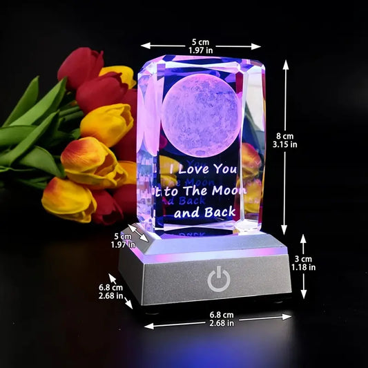 Bola de cristal lunar 3D con lámpara LED multicolor: luz nocturna «Te amo hasta la luna y más allá», un regalo y decoración perfectos.