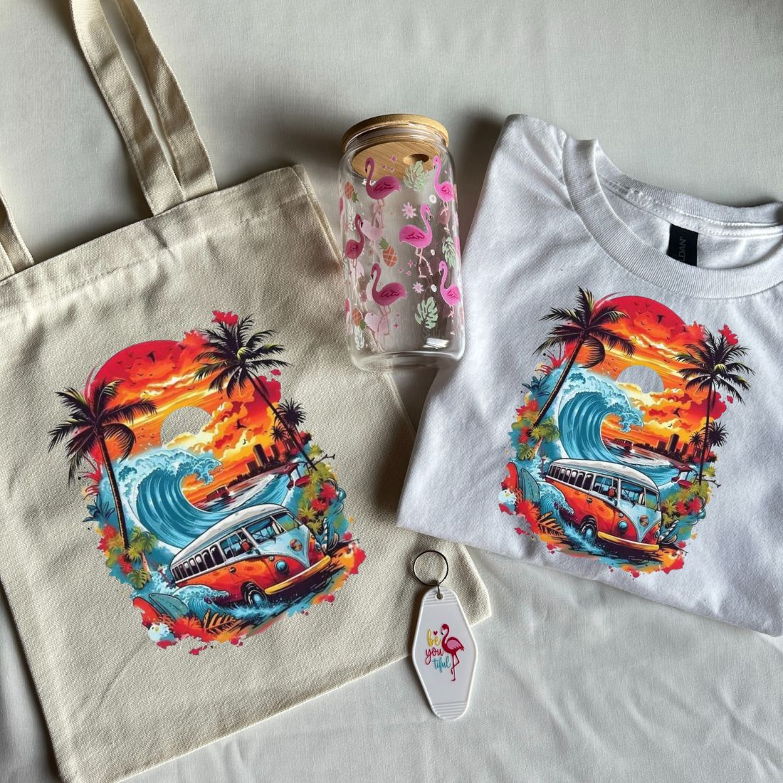 Summer Gift Bundle – Tshirt + Tumbler + Tote Bag + Keychain + Free Gift