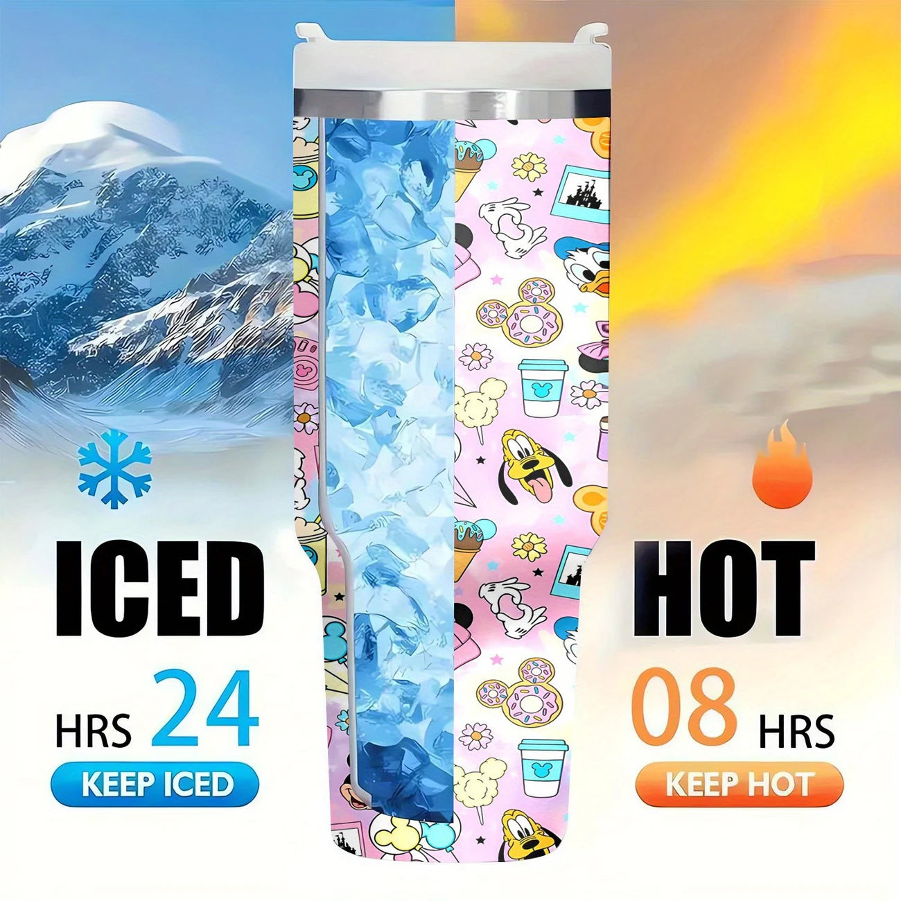 Disney 40oz Stainless Steel Tumbler with Straw – Insulated & Leakproof Travel Mug
