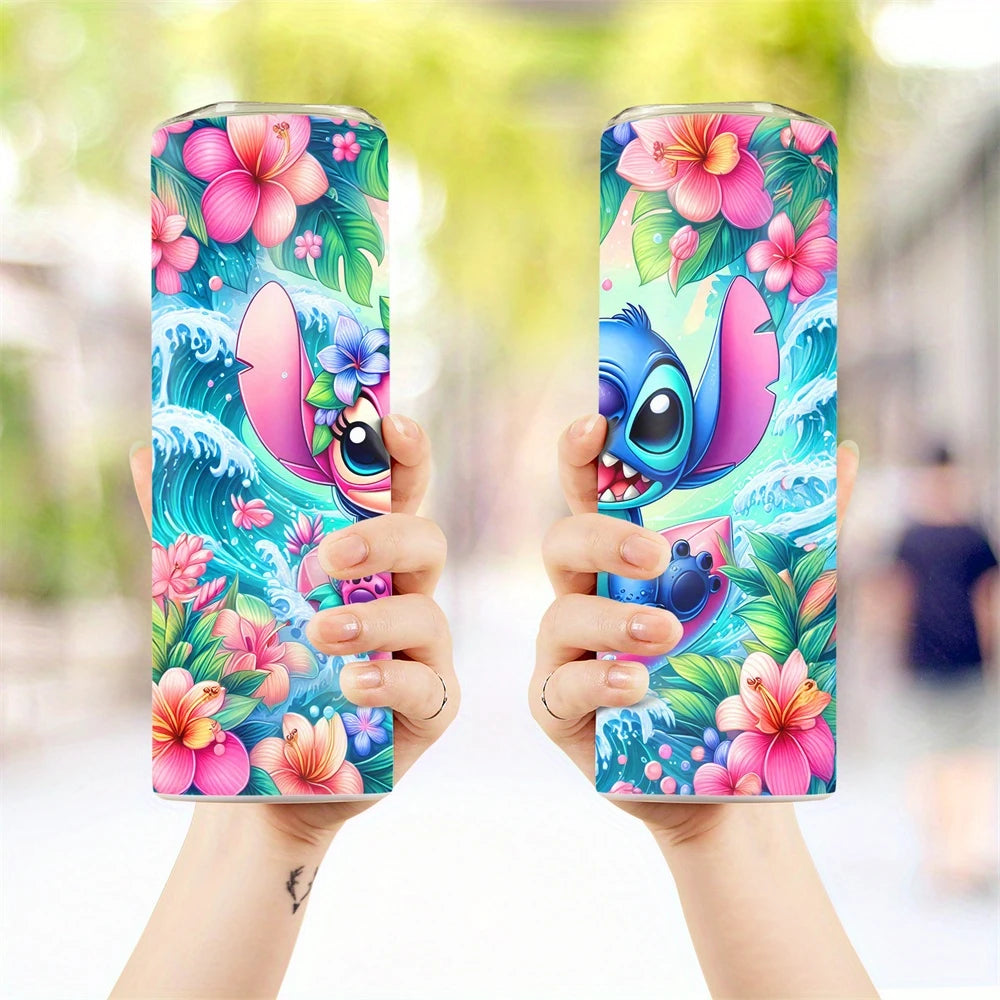 Disney Stitch Skinny Tumbler – 20oz Insulated Stainless Steel with Lid & Straw