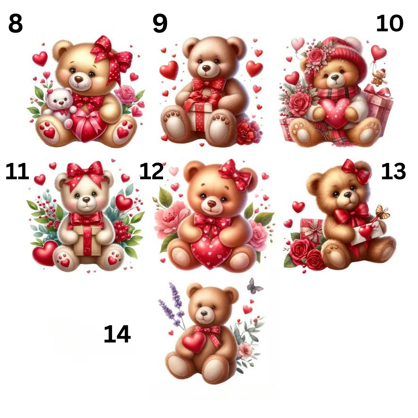 Valentine's Day Cute Bear Ceramic Mug – Double-Sided UV DTF Design 11 oz