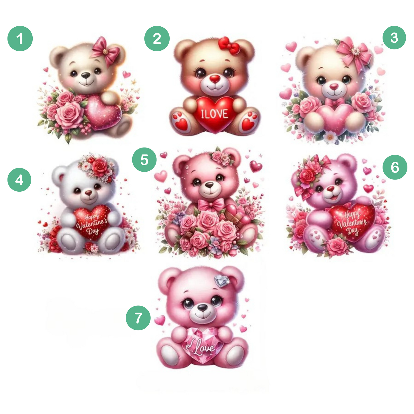 Valentine's Day Cute Bear Ceramic Mug – Double-Sided UV DTF Design 11 oz