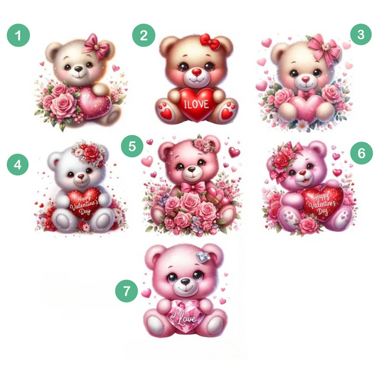 Taza de cerámica con diseño de oso de San Valentín (doble cara, UV, DTF, 325 ml)