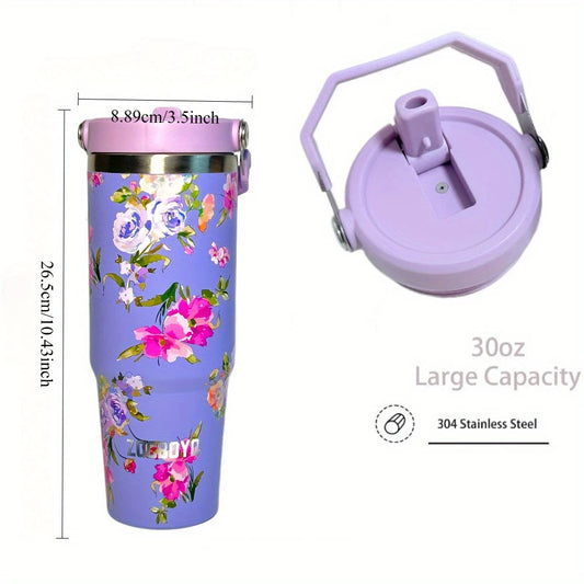 Pink Bow 30oz Stainless Steel Tumbler with Straw – Insulated & Leakproof