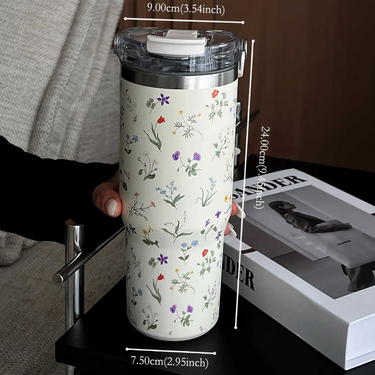 Floral 30oz Stainless Steel Tumbler with Straw – Insulated & Leakproof