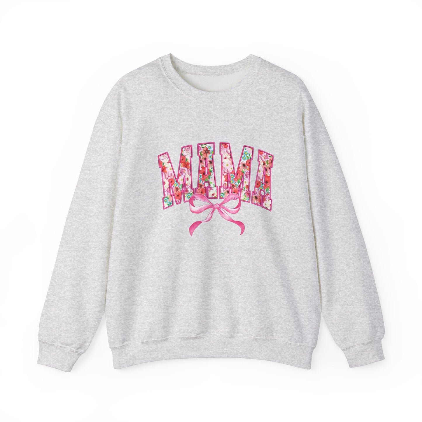 Mama Floral Coquette Bow Sweatshirt – Cozy Gift for Mom, Cute Floral Pullover