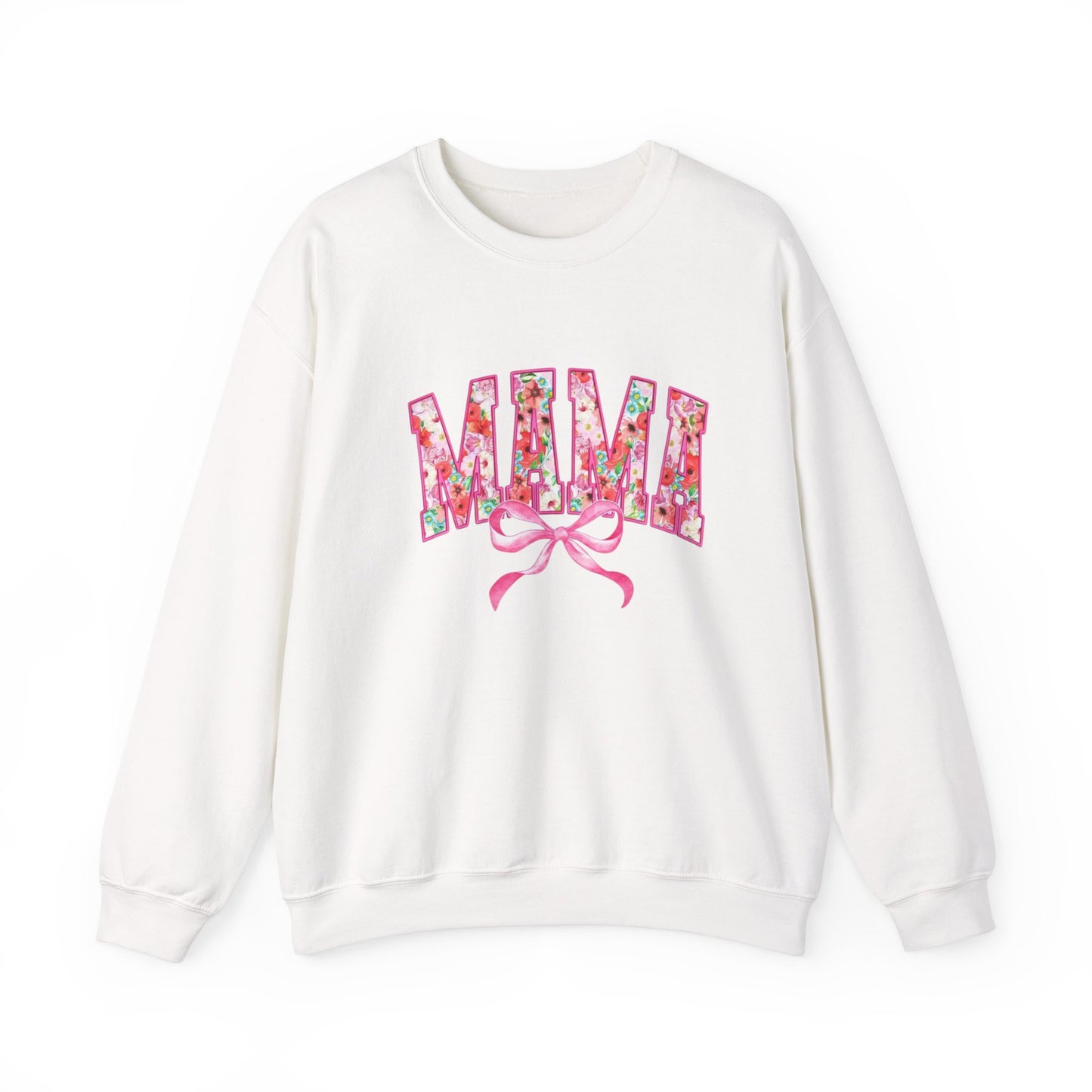 Mama Floral Coquette Bow Sweatshirt – Cozy Gift for Mom, Cute Floral Pullover