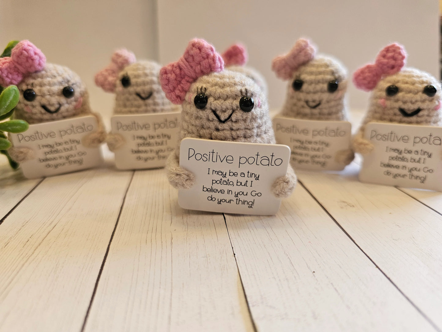 Handmade Crochet Emotional Support Potato Doll with Encouraging Message Card