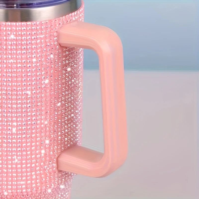 Rhinestone 40oz Stainless Steel Tumbler with Straw – Insulated & Leakproof Travel Mug