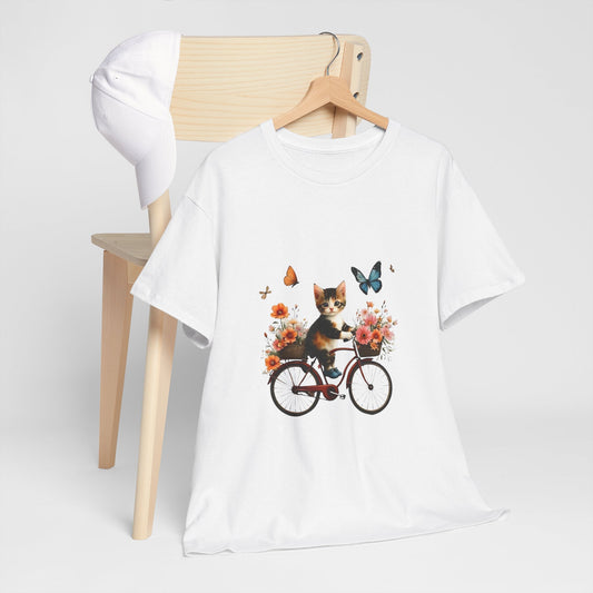 Kitten Riding a Bike Unisex T-Shirt – Paws, Pedals & Playful Vibes