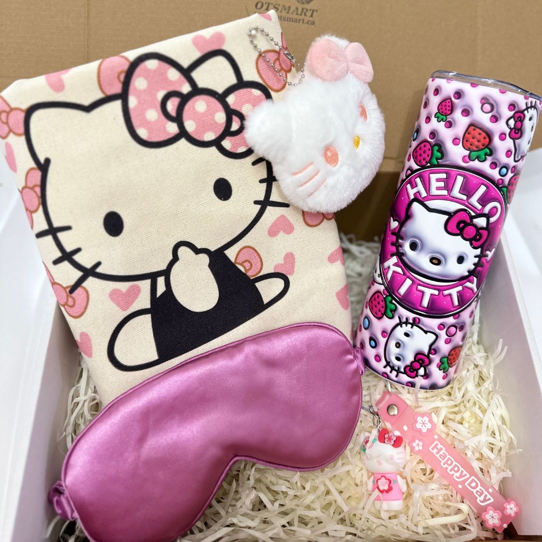 Hello Kitty Gift Bundle – Tumbler + Tote Bag + Eye Mask + Keychain + Free Gift