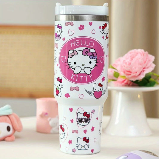 Hello Kitty 40oz Stainless Steel Tumbler with Straw – Insulated & Leakproof Travel Mug