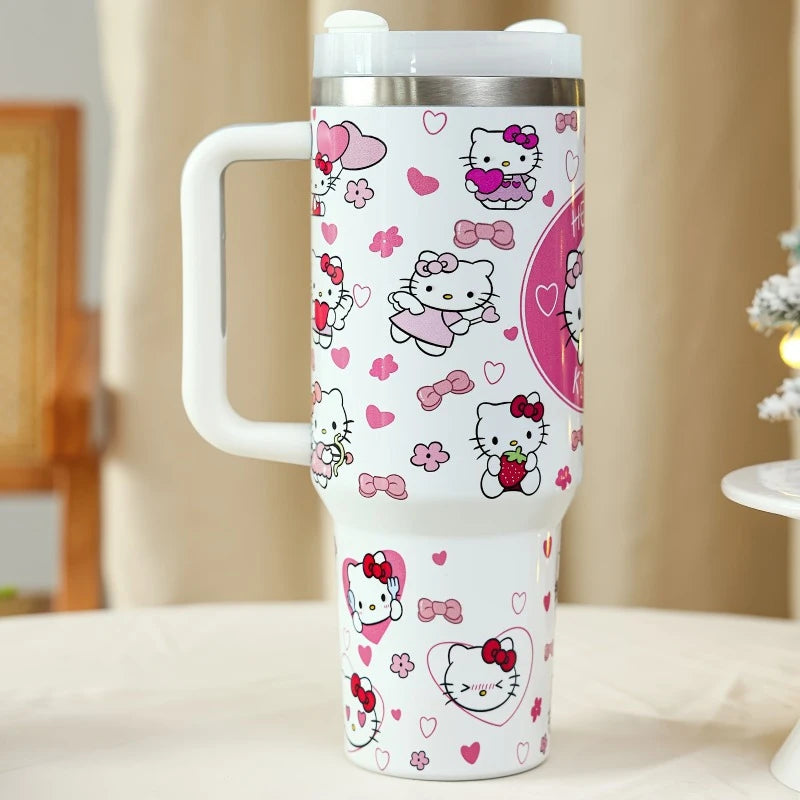 Hello Kitty 40oz Stainless Steel Tumbler with Straw – Insulated & Leakproof Travel Mug