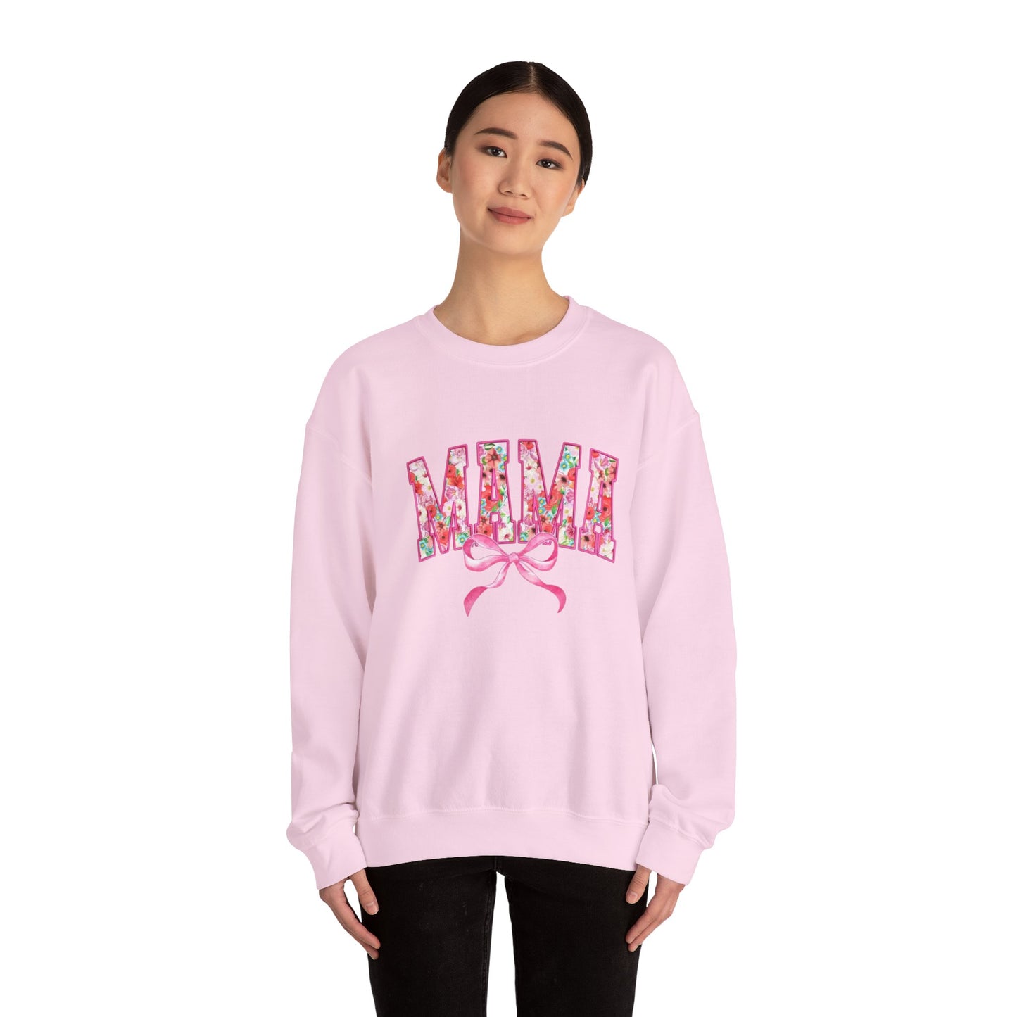Mama Floral Coquette Bow Sweatshirt – Cozy Gift for Mom, Cute Floral Pullover