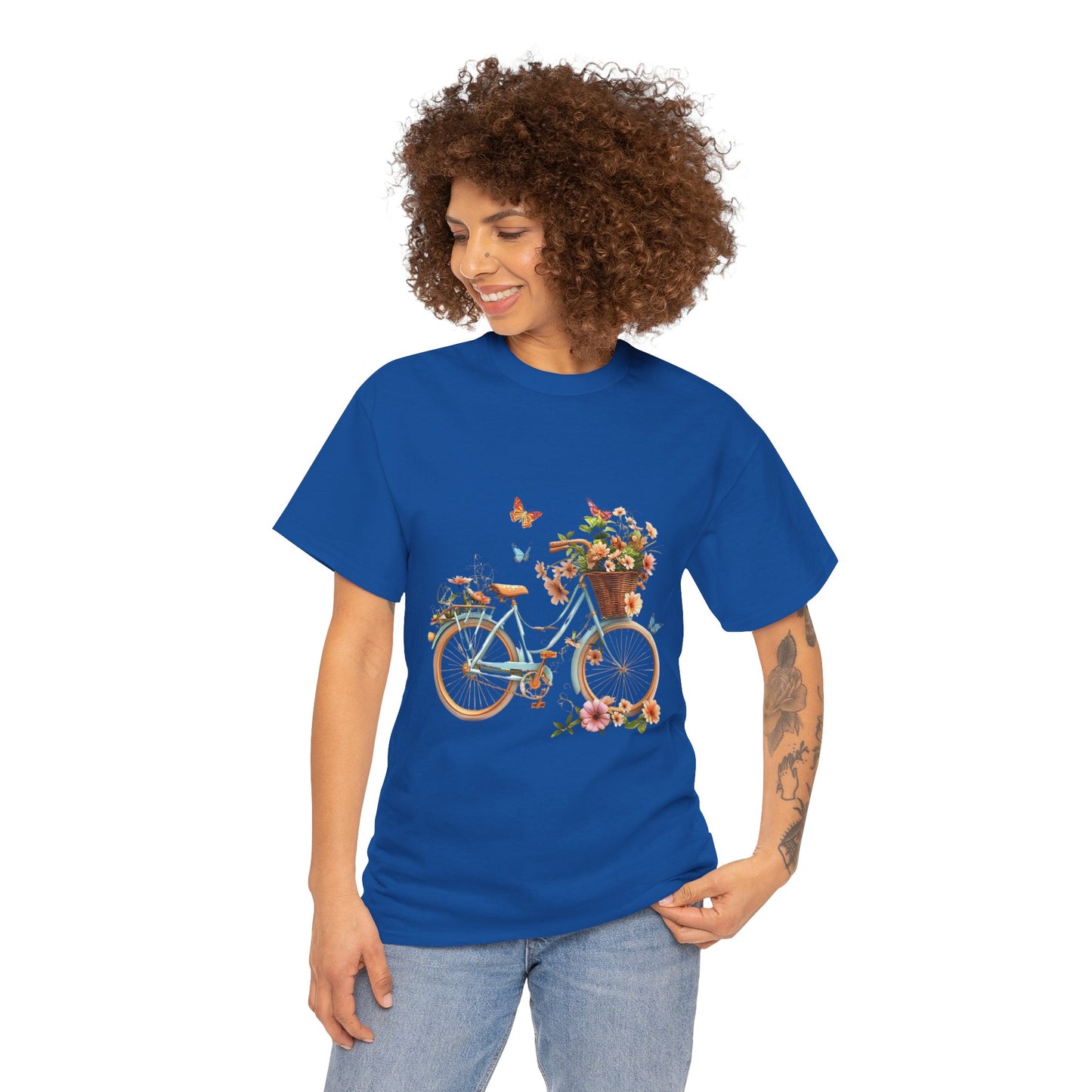 Flower Butterfly Bicycle Unisex T-Shirt – Whimsical Ride into Nature