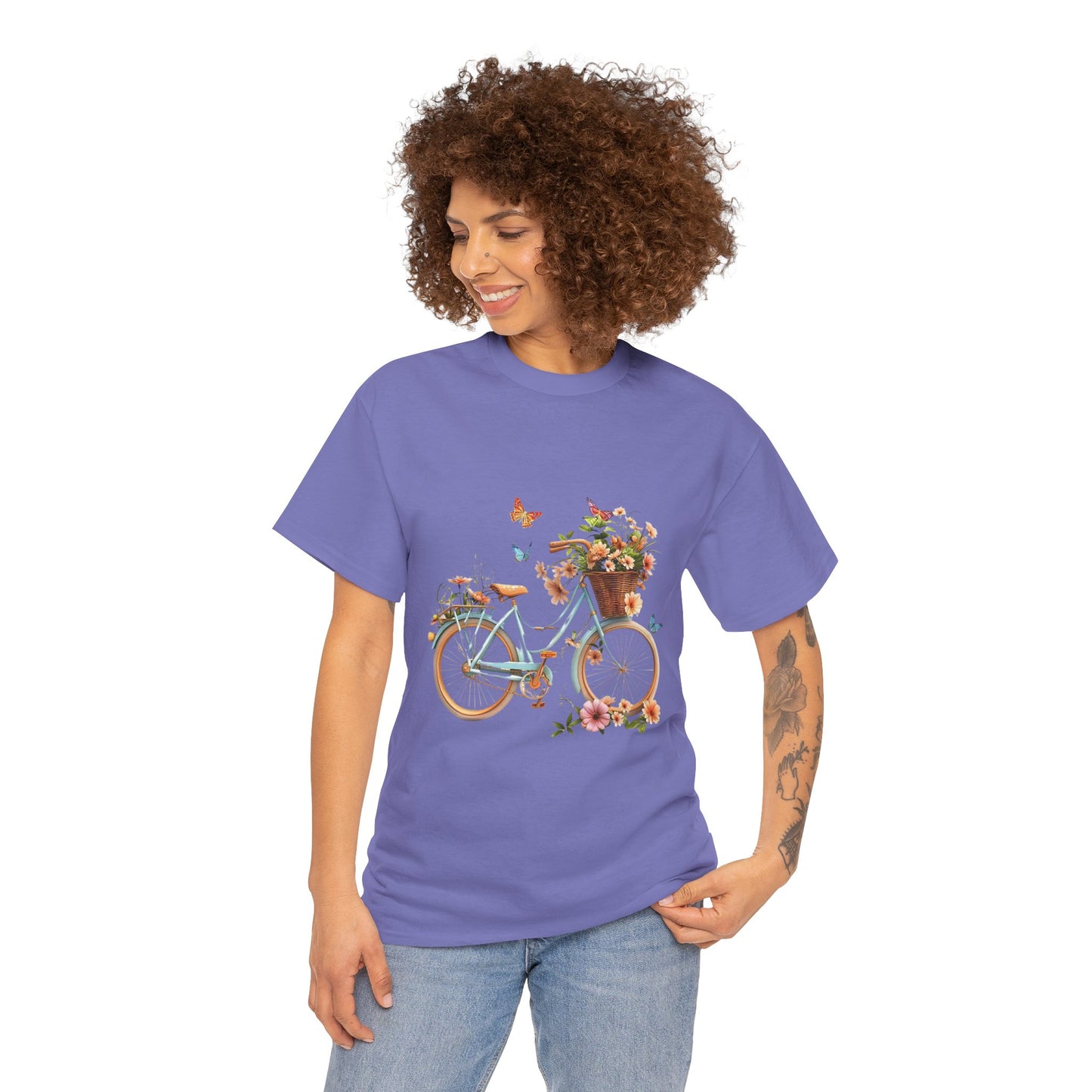 Flower Butterfly Bicycle Unisex T-Shirt – Whimsical Ride into Nature