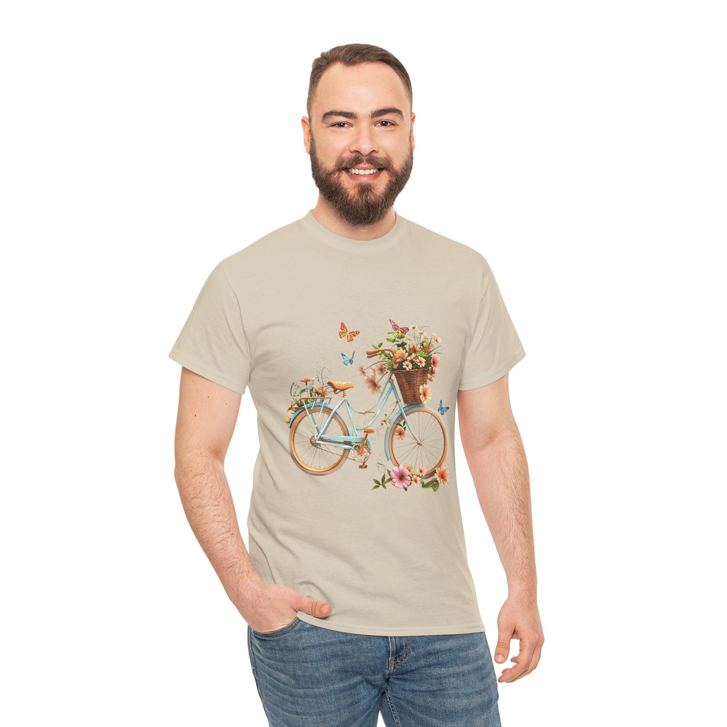 Flower Butterfly Bicycle Unisex T-Shirt – Whimsical Ride into Nature