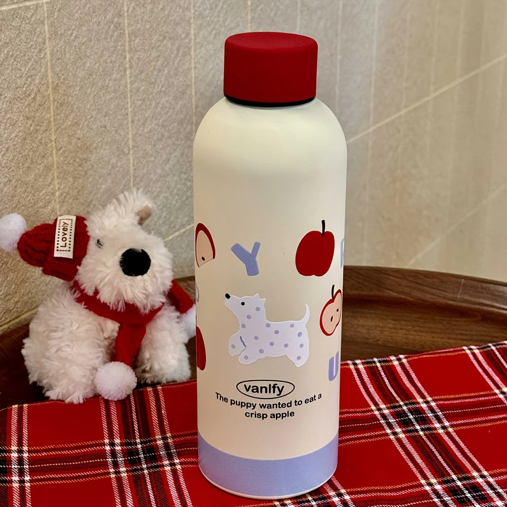 Puppy Stainless Steel Water Bottle with Leak-Proof Lid – 17oz (500ml) Insulated & Reusable