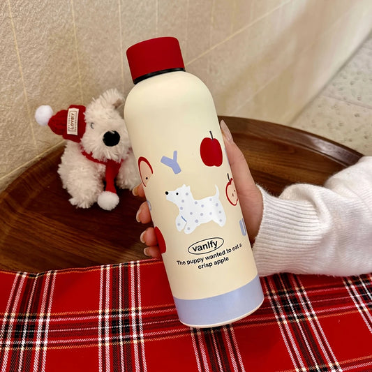 Puppy Stainless Steel Water Bottle with Leak-Proof Lid – 17oz (500ml) Insulated & Reusable