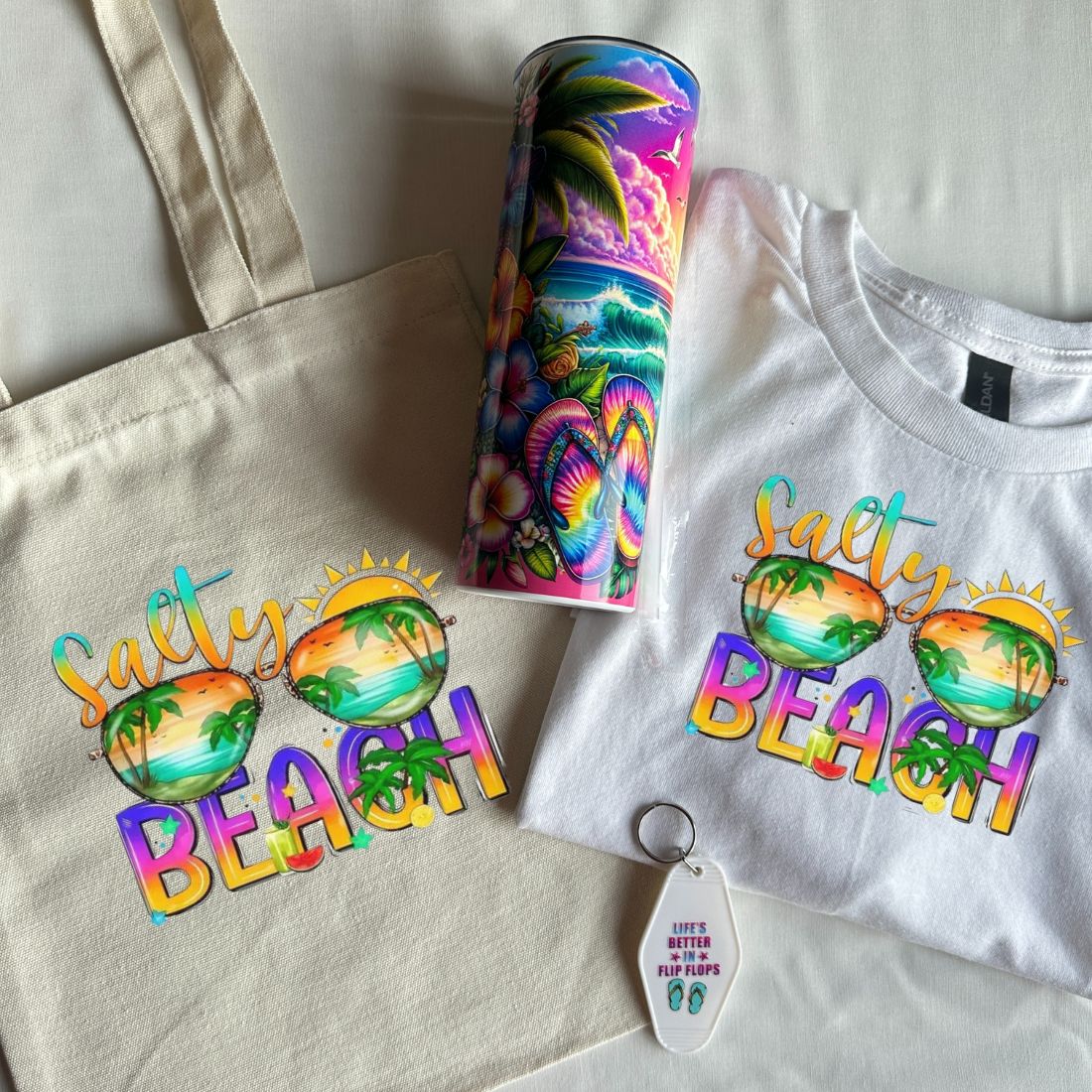 Summer Gift Bundle – Tshirt + Tumbler + Tote Bag + Keychain + Free Gift