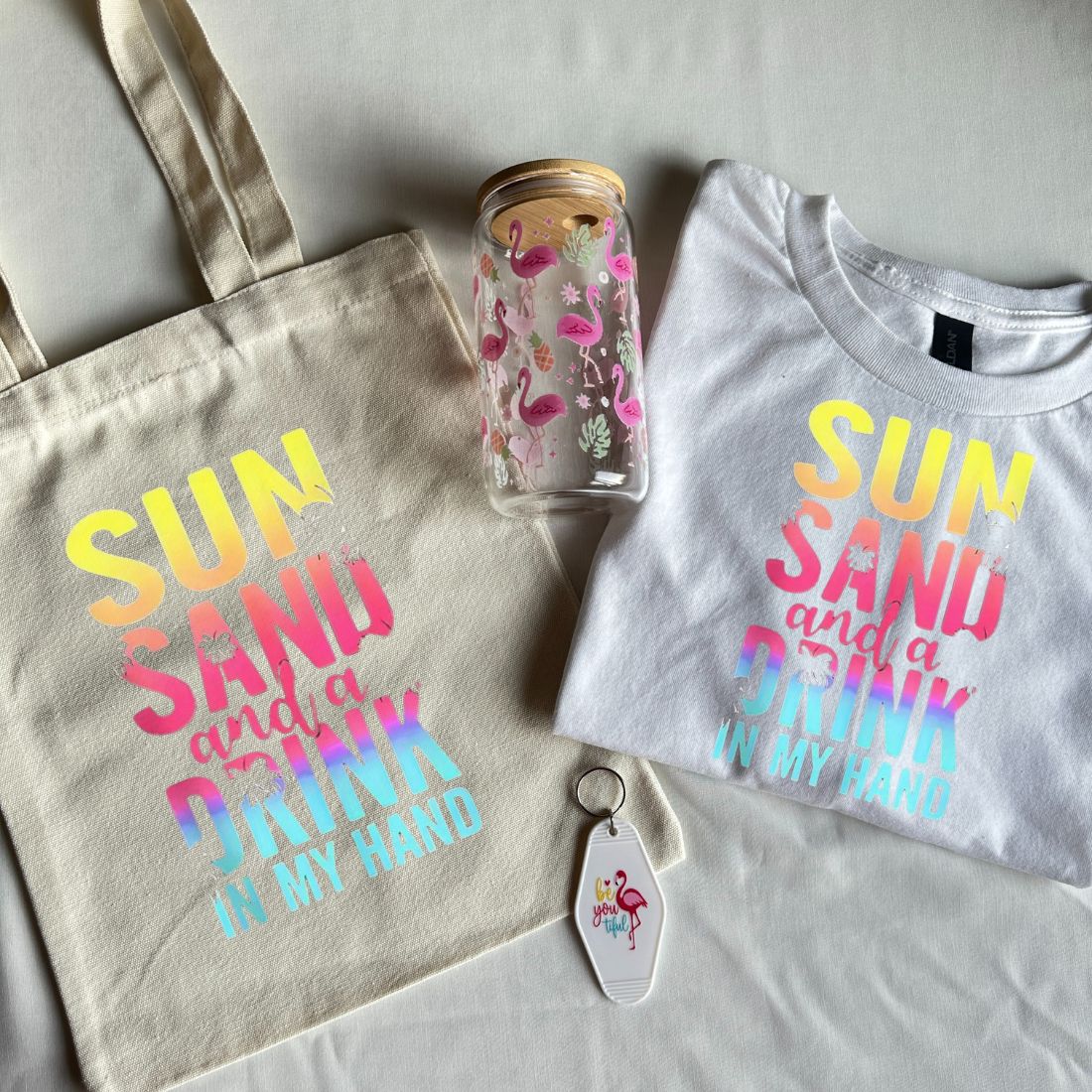 Summer Gift Bundle – Tshirt + Tumbler + Tote Bag + Keychain + Free Gift