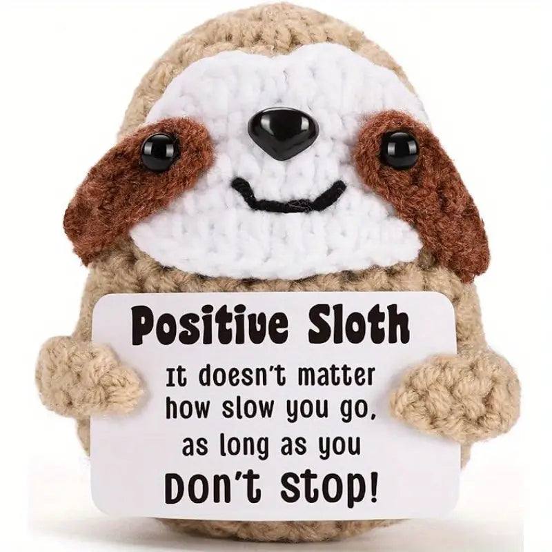 Handmade Crochet Positive Sloth Figurine – A Heartwarming Gift for Every Occasion