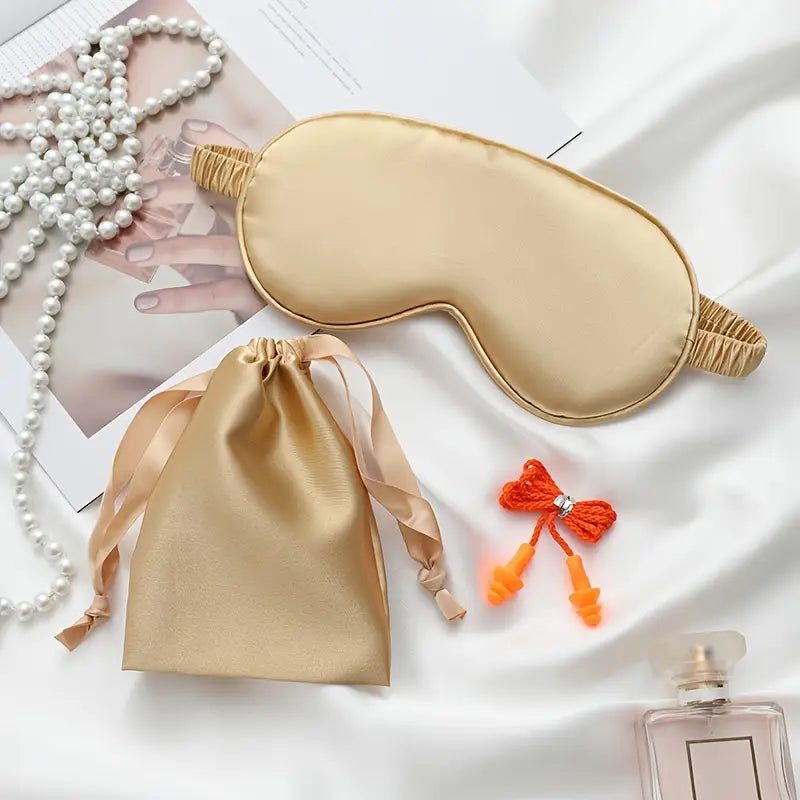 Luxury Satin Sleep Mask Set with Matching Drawstring Pouch - 2PCS