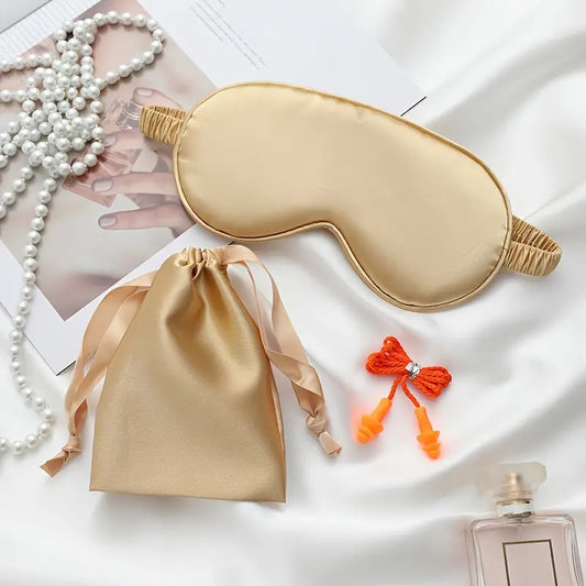 Luxury Satin Sleep Mask Set with Matching Drawstring Pouch - 2PCS