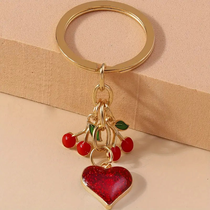 Porte-clés en alliage Cherry Love pour hommes et femmes – Accessoire élégant à porter au quotidien