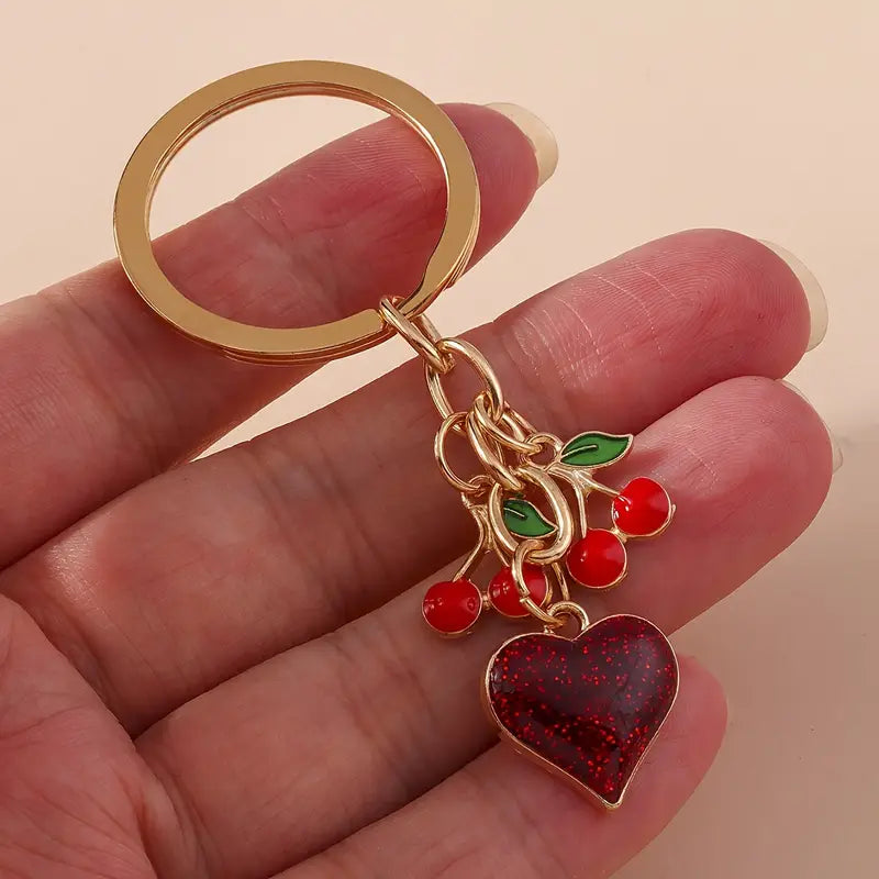 Porte-clés en alliage Cherry Love pour hommes et femmes – Accessoire élégant à porter au quotidien