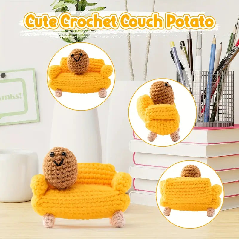 2pcs Handmade Amigurumi Crochet Couch Potato Set