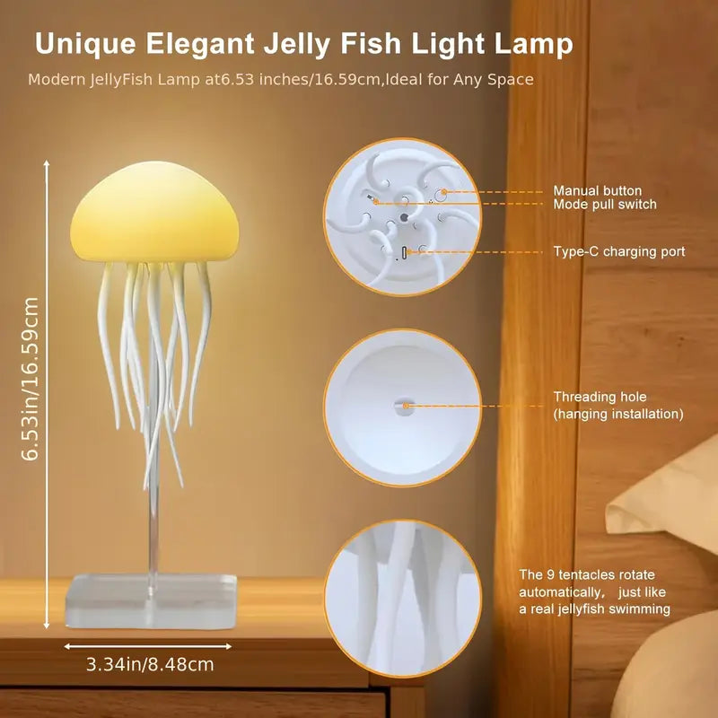 Tranquil Glow Jellyfish LED Lamp with Color-Changing Light